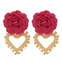 Fashion Heart-shaped Flower Alloy Earrings Wholesale sku image 4