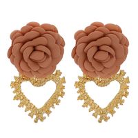 Fashion Heart-shaped Flower Alloy Earrings Wholesale sku image 5