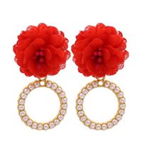 Fashion Geometric Circle Inlaid Pearl Flower Earrings sku image 1