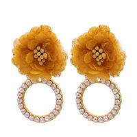 Fashion Geometric Circle Inlaid Pearl Flower Earrings sku image 2