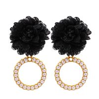 Fashion Geometric Circle Inlaid Pearl Flower Earrings sku image 4