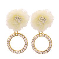 Fashion Geometric Circle Inlaid Pearl Flower Earrings sku image 5