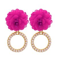 Fashion Geometric Circle Inlaid Pearl Flower Earrings sku image 6