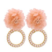 Fashion Geometric Circle Inlaid Pearl Flower Earrings sku image 7
