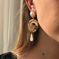 Baroque Alloy Oil Drop Flower Earrings main image 6
