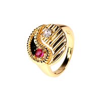 Tai Chi Gossip Inlaid Zircon Ring Wholesale main image 4