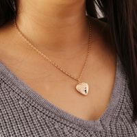 Simple Open Heart-shape Copper Necklace Earring Set sku image 1