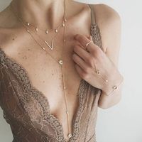 Long Collier En Alliage En Forme De V À Diamants Multicouches À La Mode sku image 1