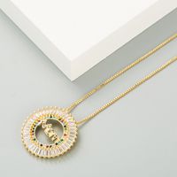 Fashion Letters Mom Round Copper Inlaid Zircon Necklace sku image 1