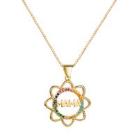 2021 European And American Fashion & Trend Hollow Sunflower Mama Pendant Necklace Female Copper Micro Inlaid Zircon Mother's Day Gift sku image 1