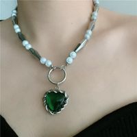 Collar De Perlas En Forma De Corazón Verde De Moda Al Por Mayor sku image 1