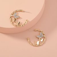 Fashion Diamonds Butterflies C-shaped Earrings main image 2
