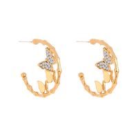 Fashion Diamonds Butterflies C-shaped Earrings main image 6