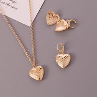 Simple Open Heart-shape Copper Necklace Earring Set main image 4