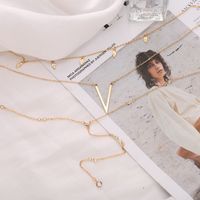 Fashion Multi-layer Diamonds Long V-shaped Alloy Necklace main image 4