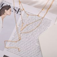 Fashion Multi-layer Diamonds Long V-shaped Alloy Necklace main image 5