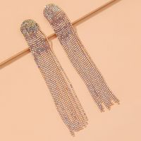 Fashion Full Rhinestone Long Tassel Earrings main image 2