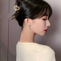 Korean Rhinestone Bow Pearl Earrings main image 5