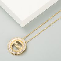 Fashion Letters Mom Round Copper Inlaid Zircon Necklace main image 5