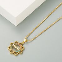 2021 European And American Fashion & Trend Hollow Sunflower Mama Pendant Necklace Female Copper Micro Inlaid Zircon Mother's Day Gift main image 3
