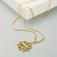 2021 European And American Fashion & Trend Hollow Sunflower Mama Pendant Necklace Female Copper Micro Inlaid Zircon Mother's Day Gift main image 4