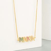 Mode Kupfer Eingelegte Farbe Zirkon Mama Brief Halskette main image 2