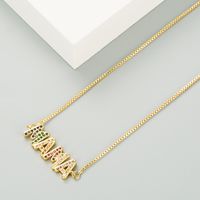 Fashion Copper Inlaid Color Zircon Mama Letter Necklace main image 4