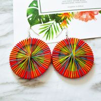 Korean Covered Wire Round Wooden Earrings main image 5