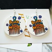Retro Colorful Printing Round Wooden Earrings main image 1