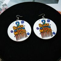 Retro Colorful Printing Round Wooden Earrings main image 5