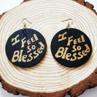 Retro Engraving Printing Wooden Earrings main image 3