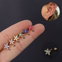 Ear Cartilage Rings & Studs Simple Style Flower Copper Plating Artificial Gemstones main image 2