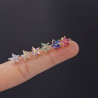 Ear Cartilage Rings & Studs Simple Style Flower Copper Plating Artificial Gemstones main image 5
