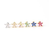 Ear Cartilage Rings & Studs Simple Style Flower Copper Plating Artificial Gemstones main image 6