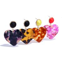 Retro Contrast Color Heart-shaped Acrylic Earrings main image 6