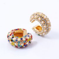 Wholesale Jewelry Fashion C Shape Alloy Artificial Gemstones Plating Diamond Earrings main image 1