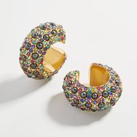 Wholesale Jewelry Fashion C Shape Alloy Artificial Gemstones Plating Diamond Earrings main image 3