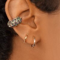 Wholesale Jewelry Fashion C Shape Alloy Artificial Gemstones Plating Diamond Earrings main image 4