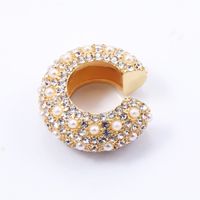 Wholesale Jewelry Fashion C Shape Alloy Artificial Gemstones Plating Diamond Earrings main image 5