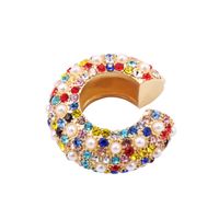 Wholesale Jewelry Fashion C Shape Alloy Artificial Gemstones Plating Diamond Earrings main image 6