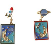 Fashion Aerospace Cat Dripping Oil Earrings main image 6