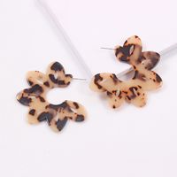 Retro Leopard Print Hollow Flower Acrylic Earrings sku image 2