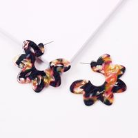 Retro Leopard Print Hollow Flower Acrylic Earrings sku image 4