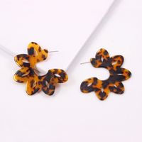 Retro Leopard Print Hollow Flower Acrylic Earrings sku image 3