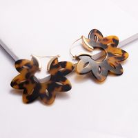 Retro Leopard Print Hollow Flower Acrylic Earrings sku image 5