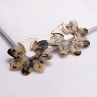 Retro Leopard Print Hollow Flower Acrylic Earrings sku image 9