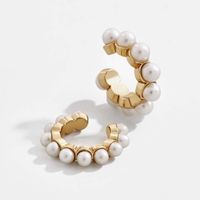 Wholesale Jewelry Lady Geometric Alloy Artificial Gemstones Inlaid Pearls Earrings sku image 3