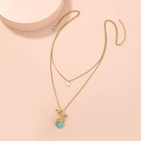 Collier Multicouche Simple Goutte D&#39;eau Turquoise main image 3