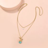 Simple Turquoise Water Drop Multi-layer Necklace main image 3