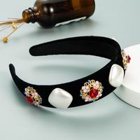 Baroque Wide-brim Imitation Pearl Dimond Headband main image 4